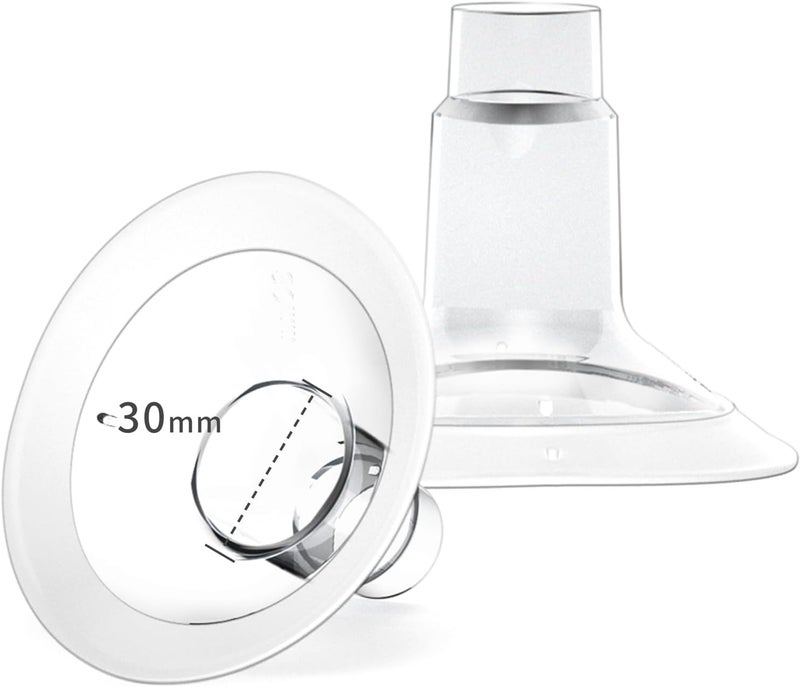 MOOMentaneous 30mm Oval Flanges Breast Pump Parts Compatible with Medela Breast Pumps PersonalFit, Maxflow, Freestyle Flex Swing Maxi Connector - Image 1